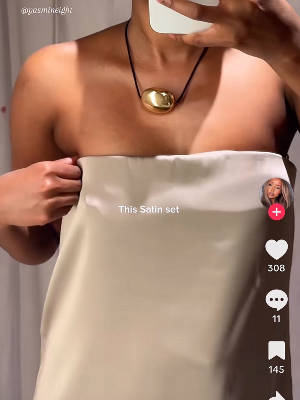 Zara Satin Strapless Slip Dress in Champagne Beige